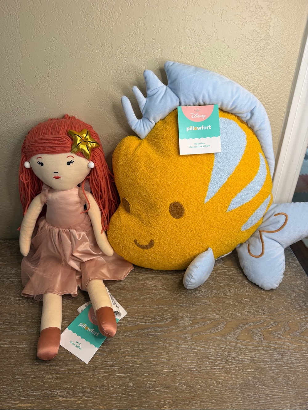 New Ariel and Flounder Pillow Buddy Dolls by Pillowfort